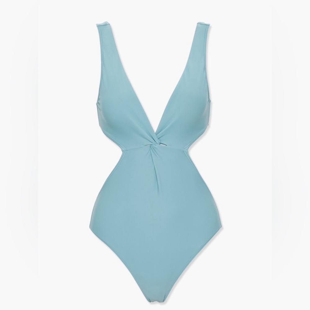 One-Piece Teal Cutout Swimsuit